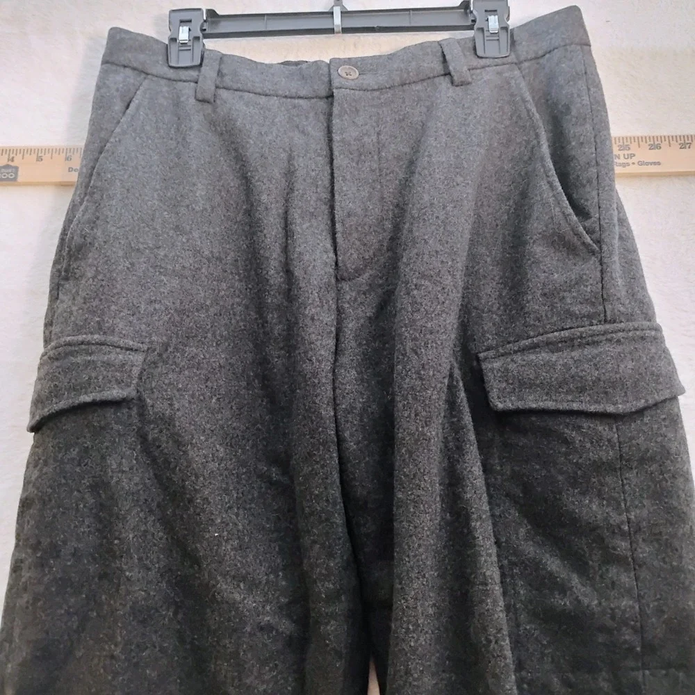 Banana Republic Mens 33x25 Black Wool Blend Emerson Straight Cargo Chino Pants
